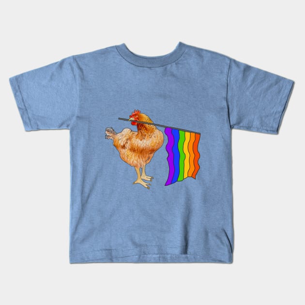 Pride Chicken Kids T-Shirt by KatAndMouse